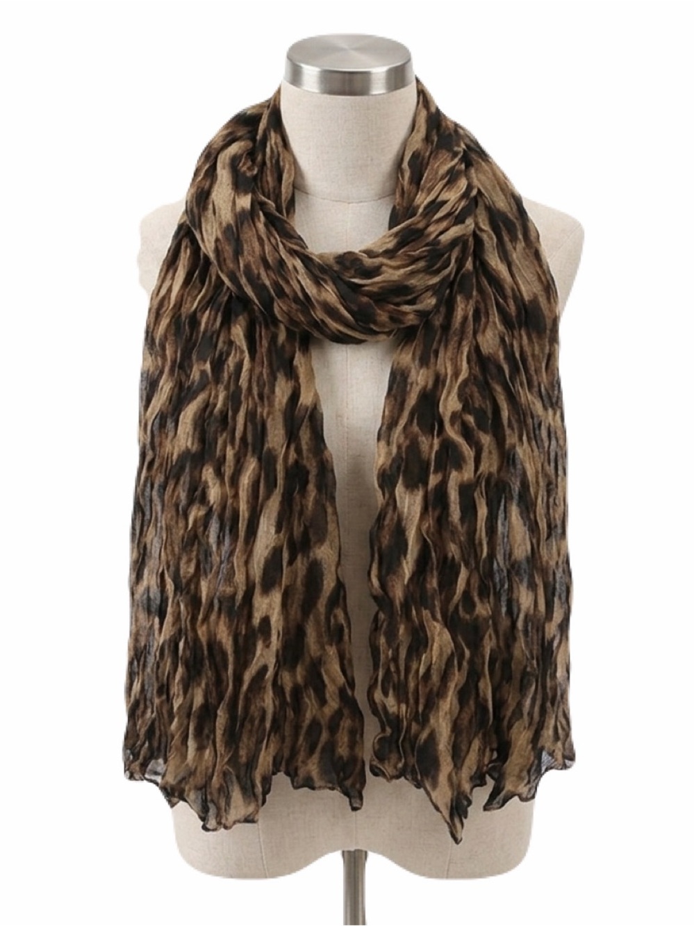 Vintage Womanโs Leopard Print E & C Trading Co. See Thru 100% Silk Scarf